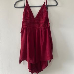 Red chiffon romper